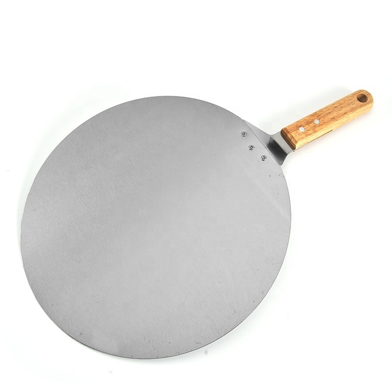 Hot Sale New Kitchen Cooking/ Baking Tool Stainless Steel Round Pizza Cake Shovel With wood Handle