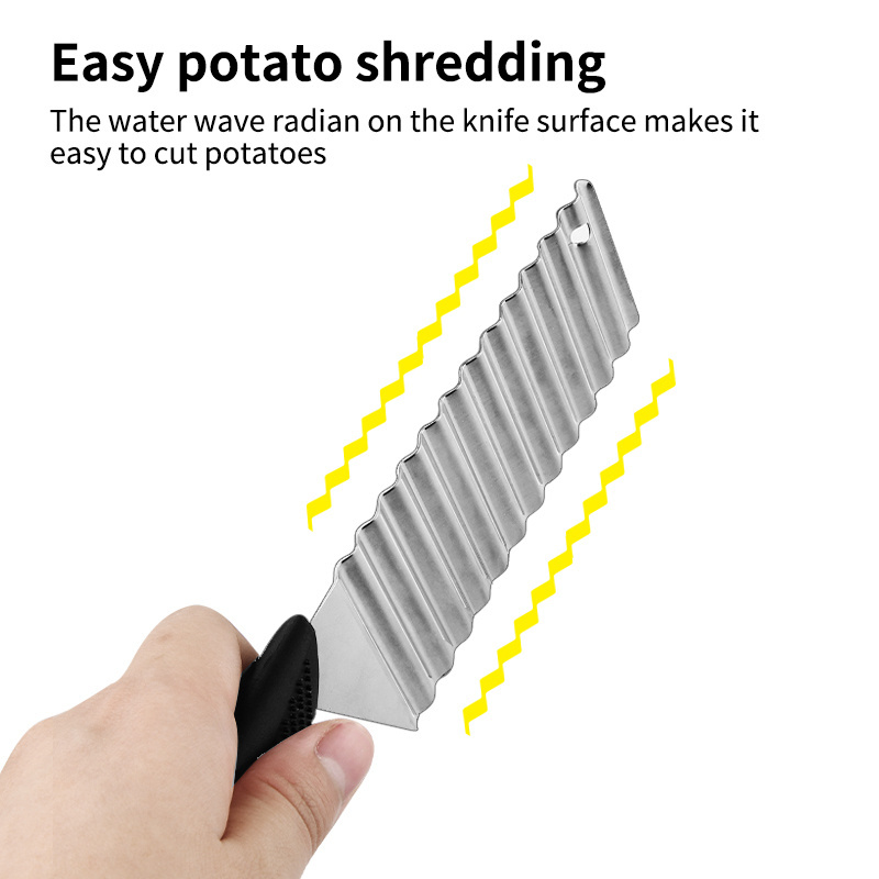 New Arrival Stainless Steel Potato & French Fry Cutter with Long Handle Manual Crinkle Cutter for Fruit & Vegetable Tools