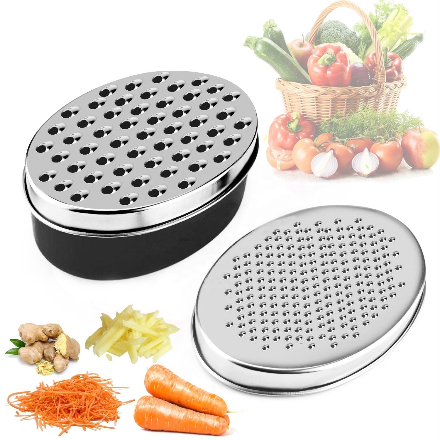 Hot Selling 2 Sides Blades Multi-function Grater Multi Colors Available Grater / Cheese Grater with Box Container