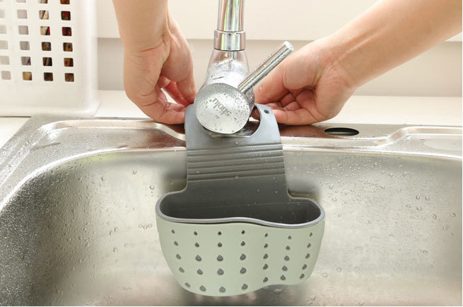 Kitchen Sink Caddy Sponge Holder Kitchen Sink Organizer Hanging Ajustable Strap Faucet Caddy Drying Sink Storage Holder