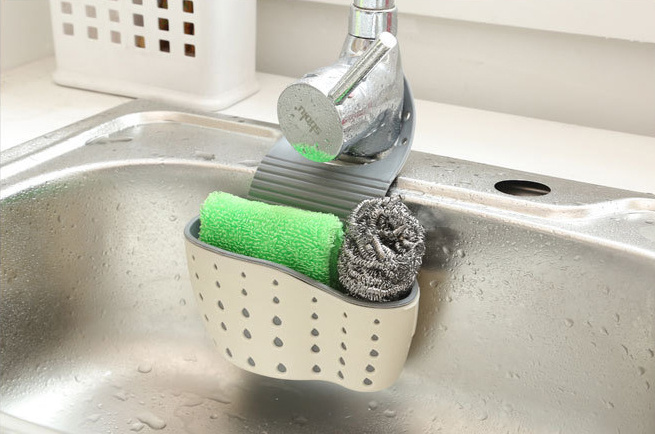 Kitchen Sink Caddy Sponge Holder Kitchen Sink Organizer Hanging Ajustable Strap Faucet Caddy Drying Sink Storage Holder