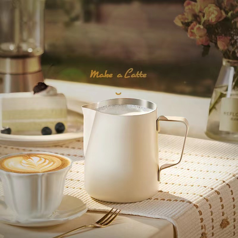 Kitchen Gadgets Latte Art 350ml  Stainless Steel 304 Milk Frothing Pitcher Double-scaled Point Milk Foam Bottle