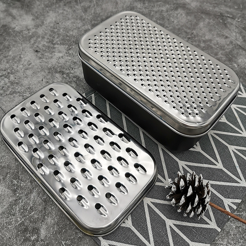 Rose Gold / Gold Vegetable Cheese Box Grater with container Square Grater Ginger  Food Storage Container and Lid