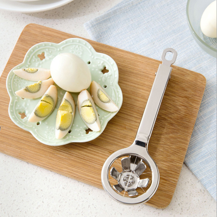 Cutter Tool Stainless Steel Egg Slicer Divides Hard Boiled Eggs Into 6 Equal Segments In One Action