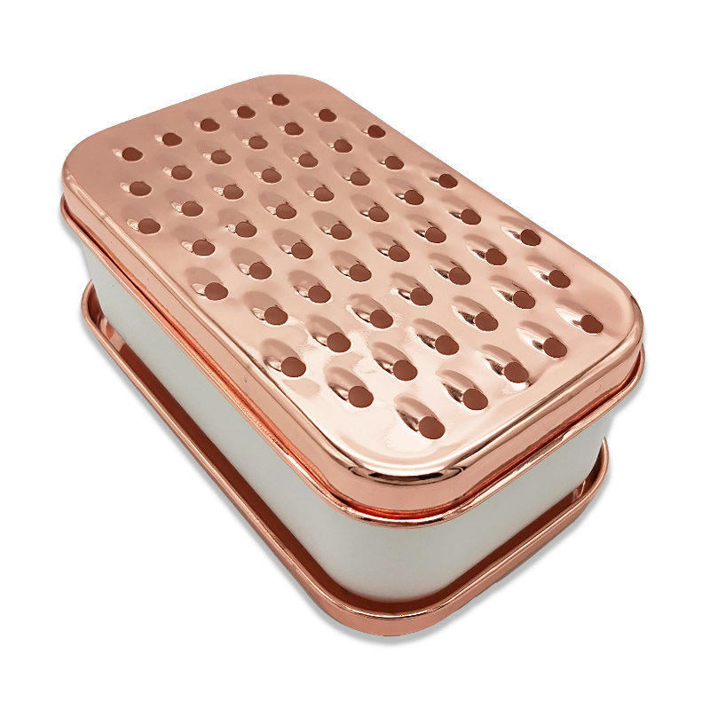 Rose Gold / Gold Vegetable Cheese Box Grater with container Square Grater Ginger  Food Storage Container and Lid