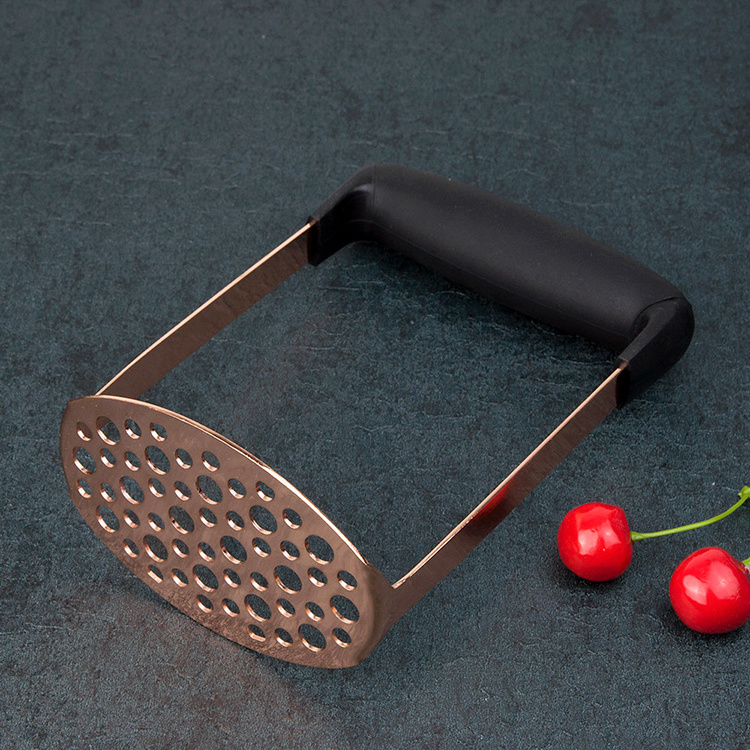 Stainless Steel Hand Plate Food Masher Kitchen Tool Potato Masher  for Avocado, Bean, Vegetable Black