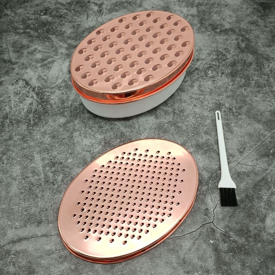 High Quality Rose Gold Color & Gold Color Stainless Steel Titanium plating Peeler Round cheese grater with container