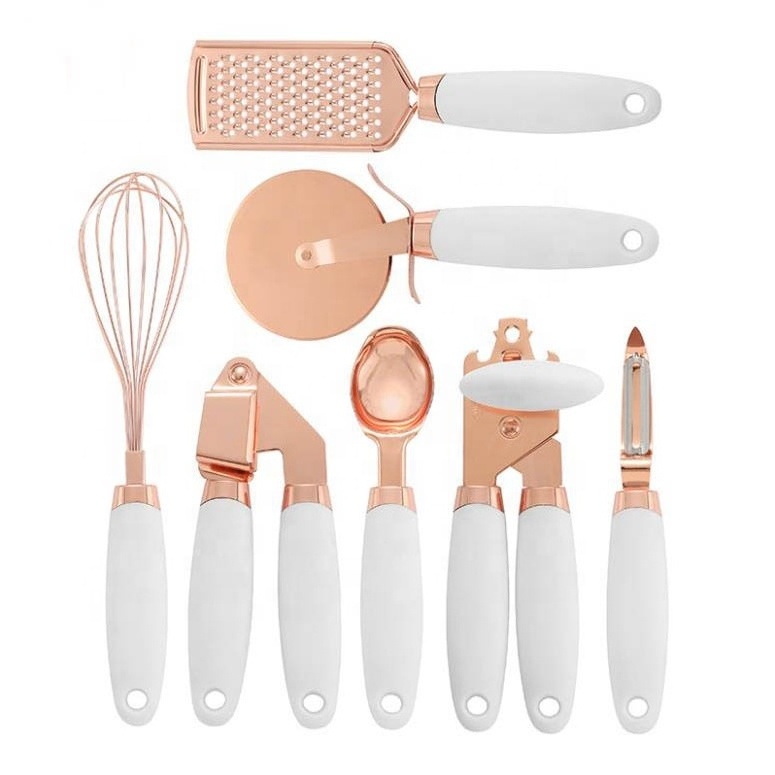 Rose Gold Grater/Can Opener /Peeler/ Pizza Cutter/ Whisk ware/ Garlic Press/ Ice Cream scoop Plated Handle Kitchen Utensils