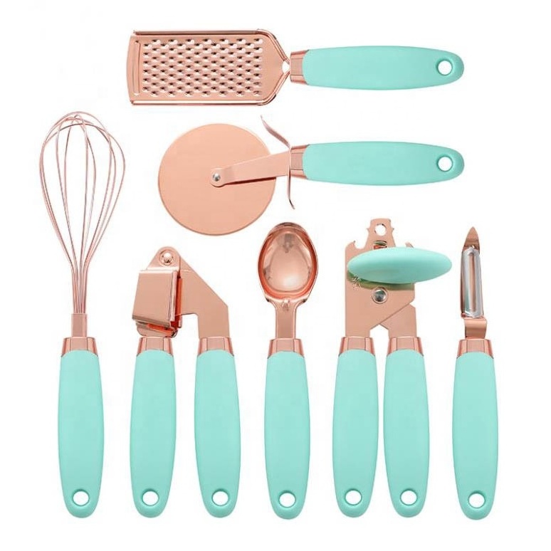 Rose Gold Grater/Can Opener /Peeler/ Pizza Cutter/ Whisk ware/ Garlic Press/ Ice Cream scoop Plated Handle Kitchen Utensils