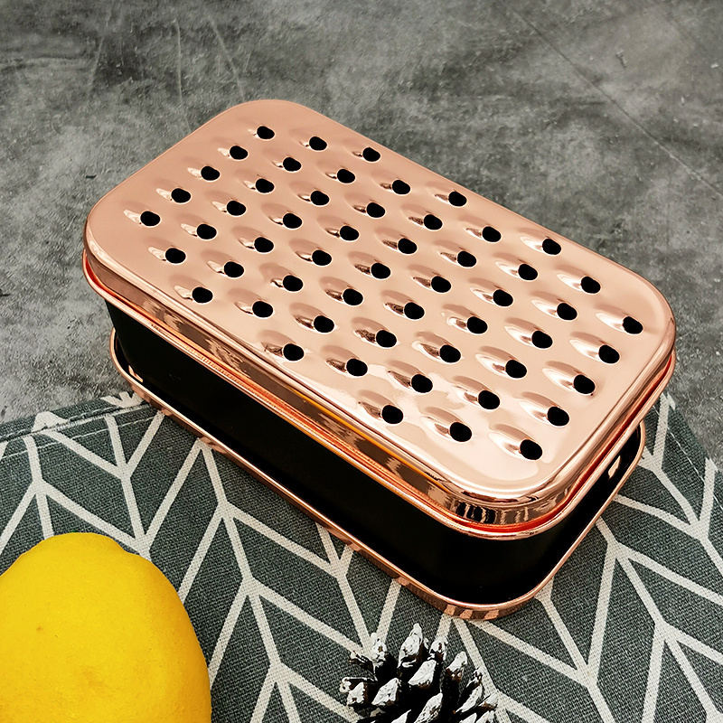 Rose Gold / Gold Vegetable Cheese Box Grater with container Square Grater Ginger  Food Storage Container and Lid