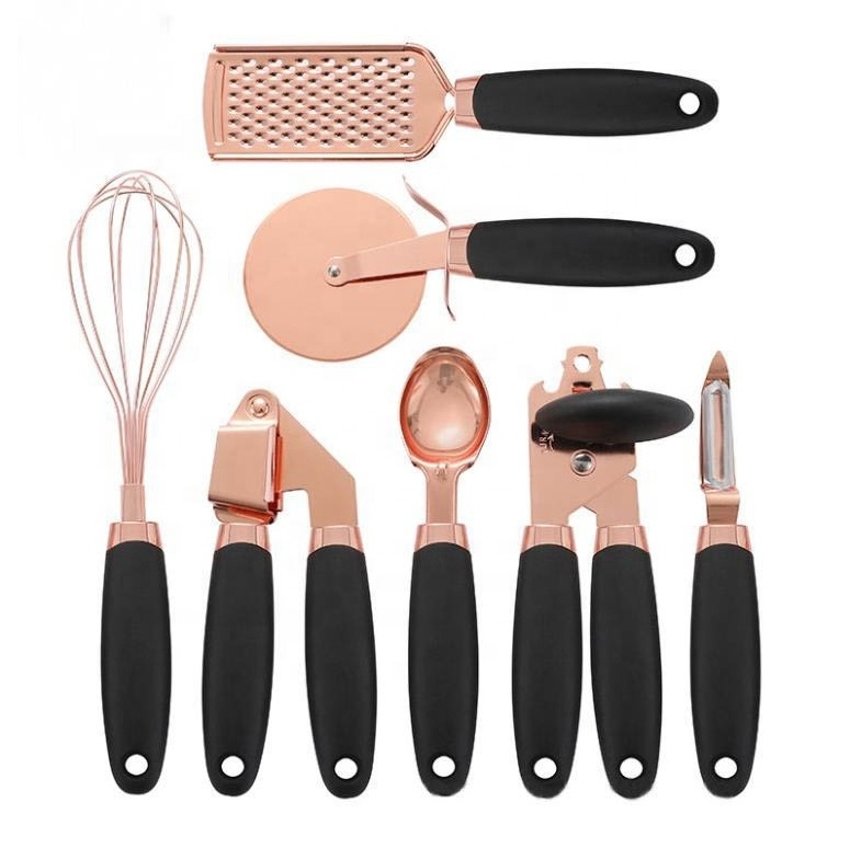 Rose Gold Grater/Can Opener /Peeler/ Pizza Cutter/ Whisk ware/ Garlic Press/ Ice Cream scoop Plated Handle Kitchen Utensils