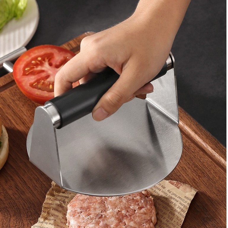 Hot Selling Griddle Accessories 304 Stainless Steel Burger Press with Anti-Scald Handle 5.5 Inch Stainless Steel Burger Smasher