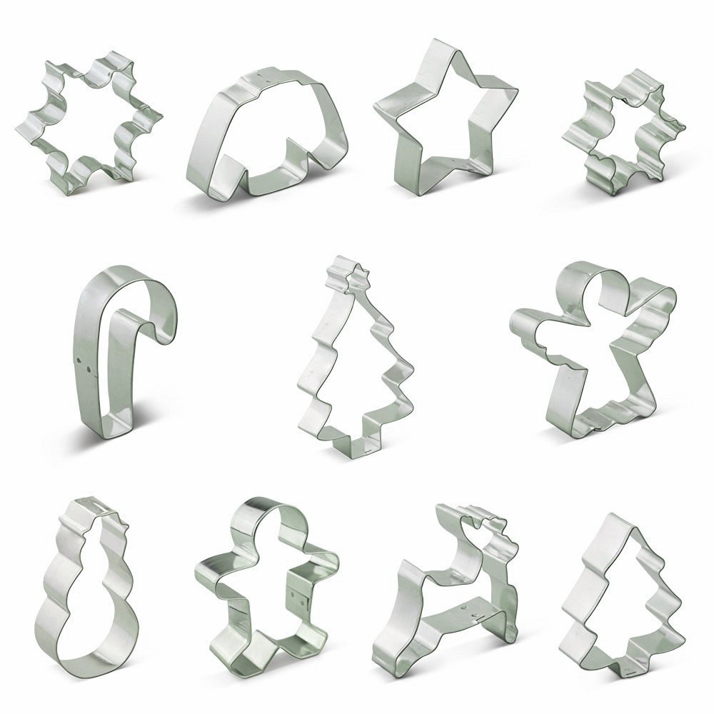 LFGB standard stainless steel Christmas cookie cutter set with recipe booklet