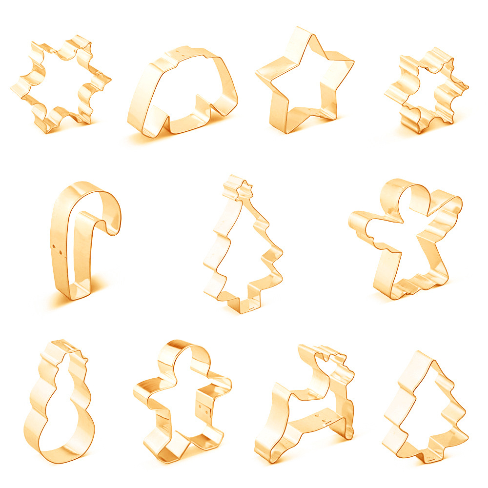 LFGB standard stainless steel Christmas cookie cutter set with recipe booklet