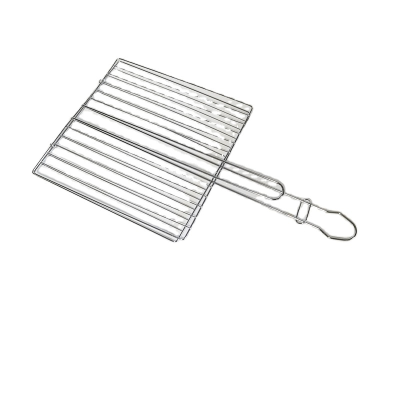 Hot Selling Portable Iron Wire BBQ Barbecue Outdoor Tool Grilling Basket Net Double grill tongs large grill mesh holder