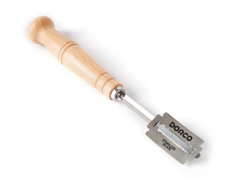 Stainless Steel Wooden Handle Bread Lame Tools Bakery Scraper Dough Breads Scoring Lame With Blades And Cover