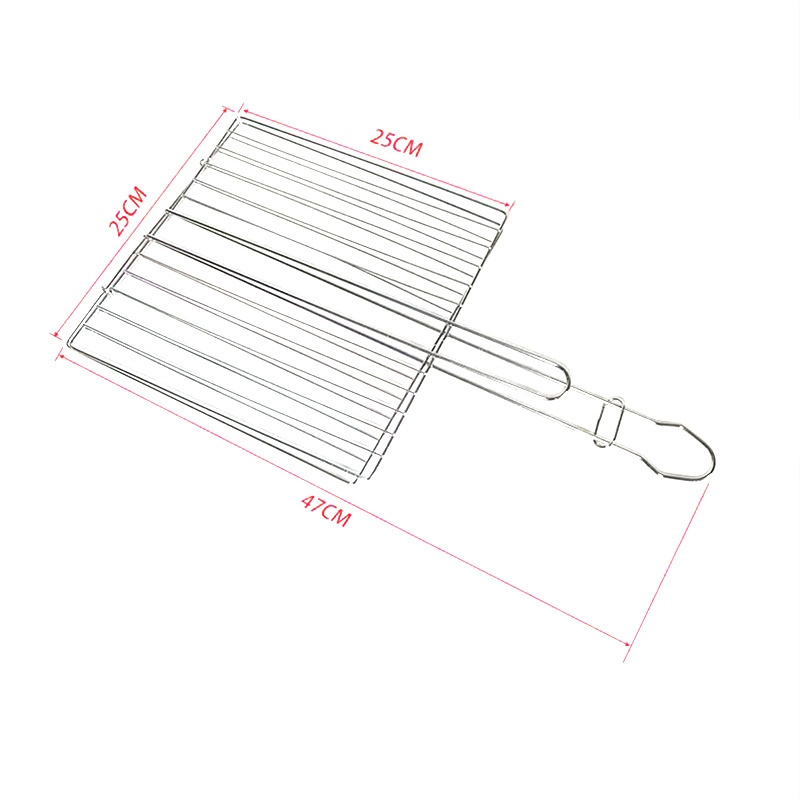 Hot Selling Portable Iron Wire BBQ Barbecue Outdoor Tool Grilling Basket Net Double grill tongs large grill mesh holder