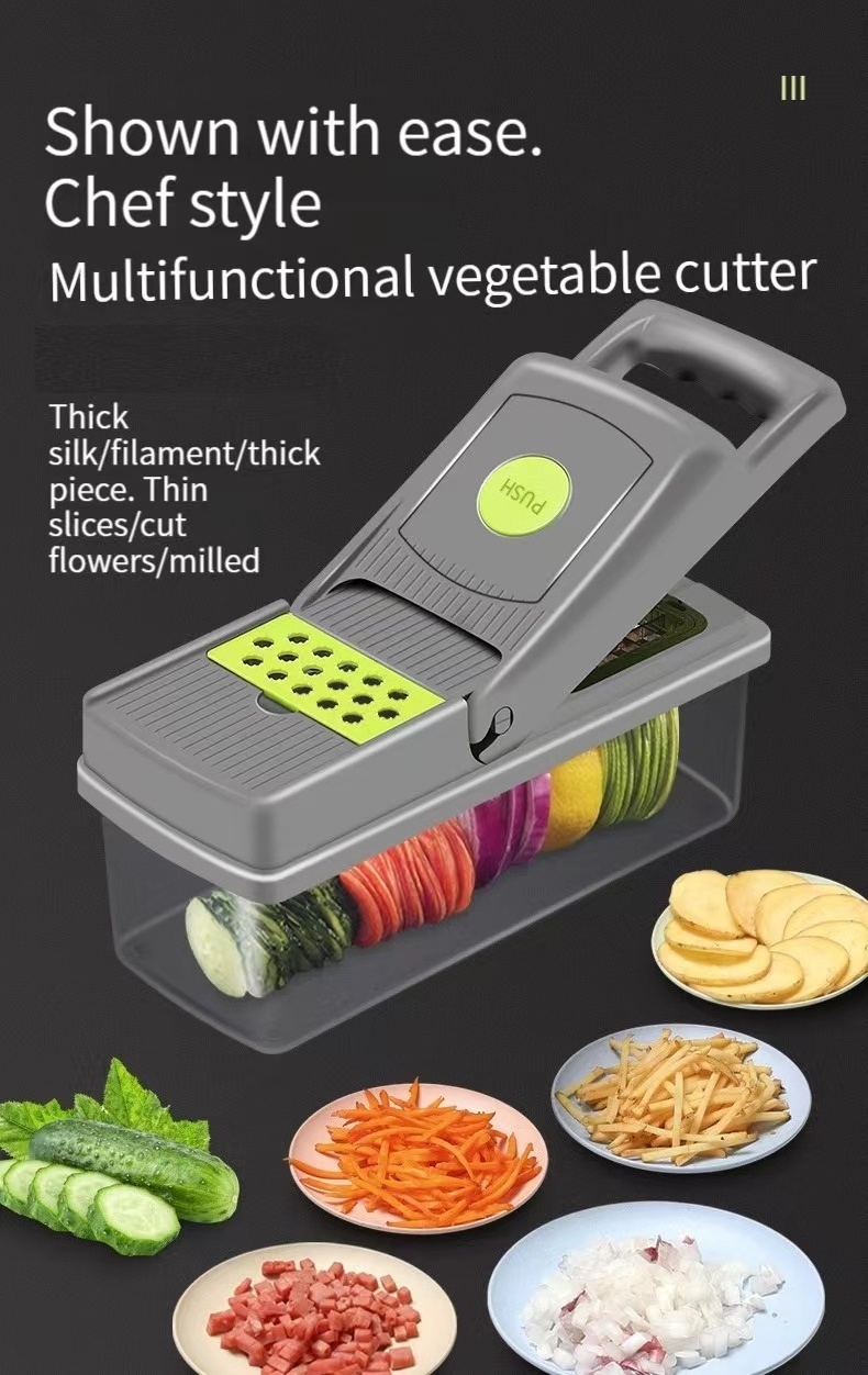 Hot sell 12 In 1 Manual Vegetable Mandoline Slicer Veggie  Vegetable Onion Chopper Cutter Slicer