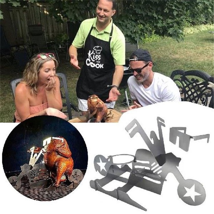 Explosive motorcycle Stainless Steel 201BBQ Grill Turkey Grill Chicken Portable five-pointed Star Hole Head Barbecue Outdoor