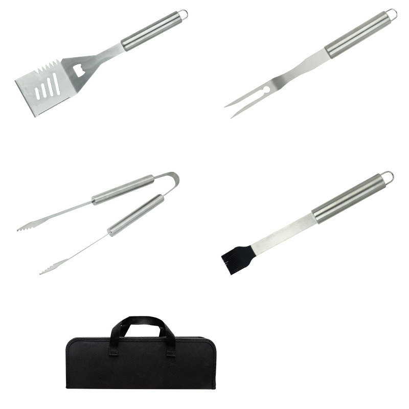 Stainless Steel Grill 5-piece Outdoor bbq Barbecue Tool Set Portable Oxford Bag Frying Shovel