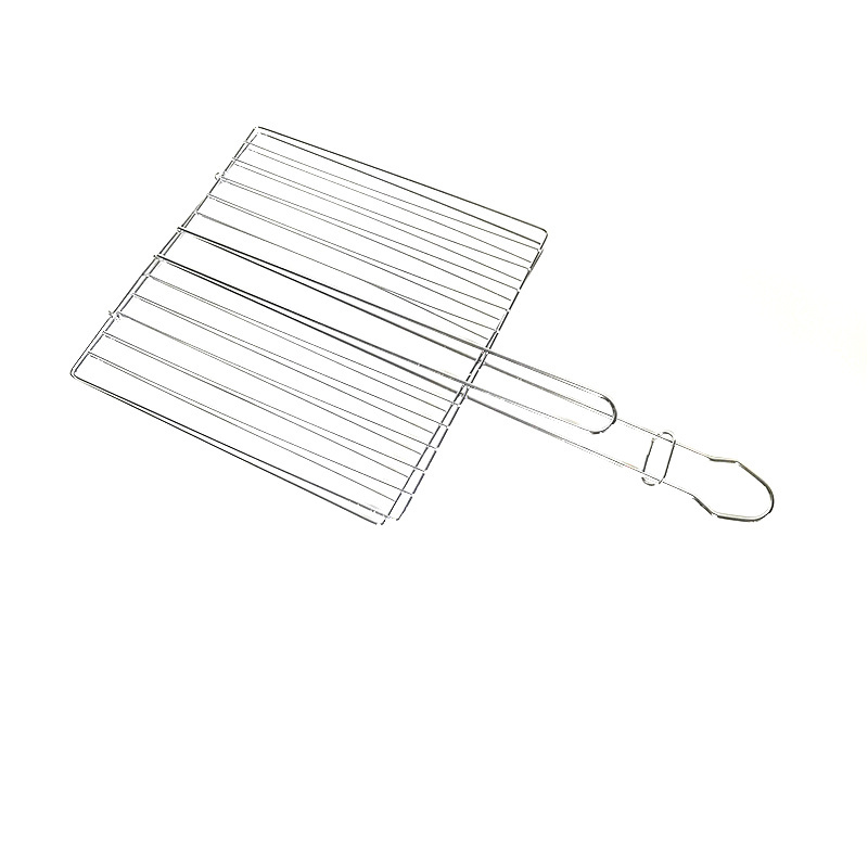 Hot Selling Portable Iron Wire BBQ Barbecue Outdoor Tool Grilling Basket Net Double grill tongs large grill mesh holder