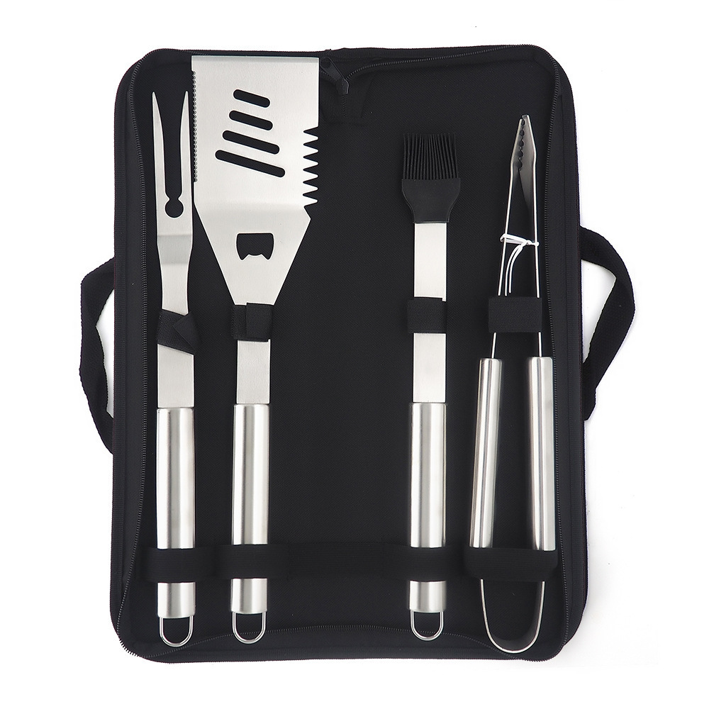 Stainless Steel Grill 5-piece Outdoor bbq Barbecue Tool Set Portable Oxford Bag Frying Shovel