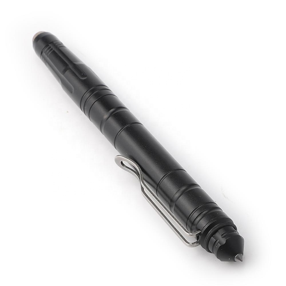 Gift Promotional Custom Logo Metal Black Flashlight Pen Tactical Self-defense Pen