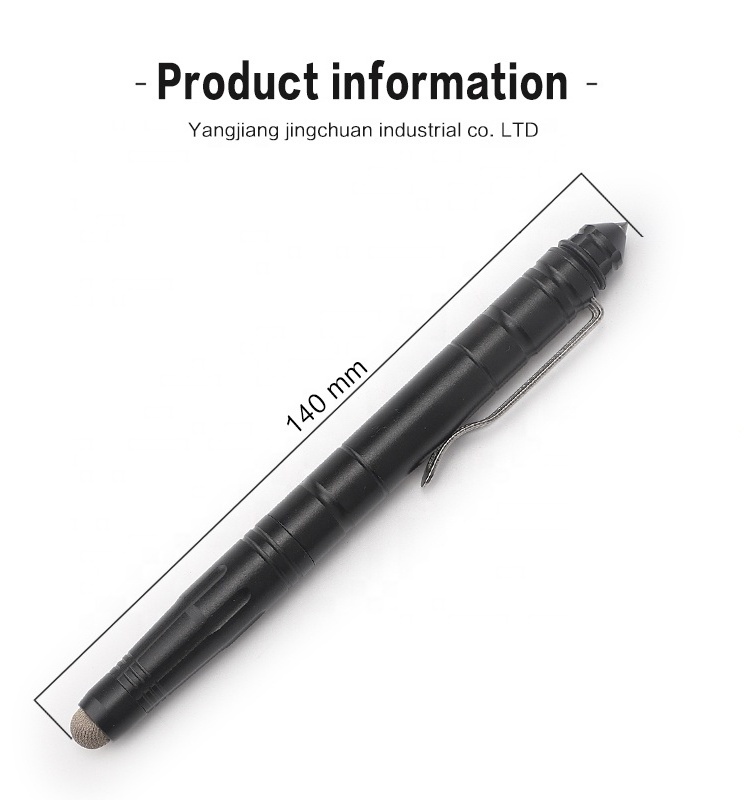 Gift Promotional Custom Logo Metal Black Flashlight Pen Tactical Self-defense Pen