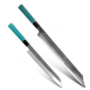 Keensun Kitchen Knives Sashimi Sushi Slicing Slim Knife with Green honeycomb handle couteaux de cuisine