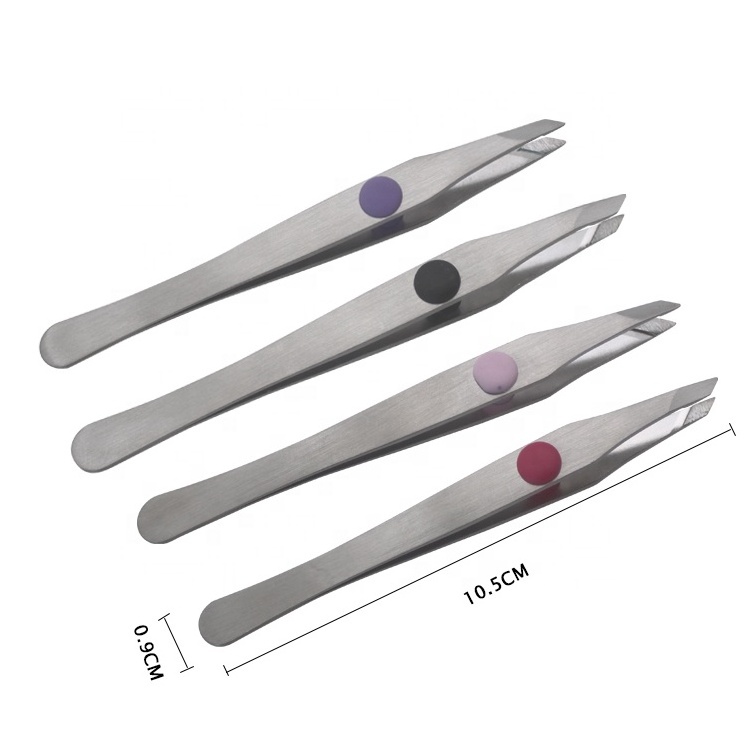 Professional Stainless Steel Private Label Eyelash Tweezers Eyebrow Clip In Bulk