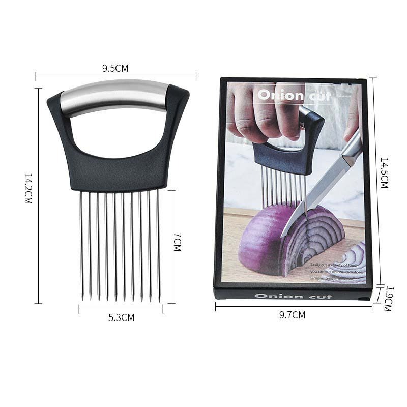 Hot Multifunction Kitchen Gadgets Stainless Steel Onion Holder Slicer Meat Tenderizer