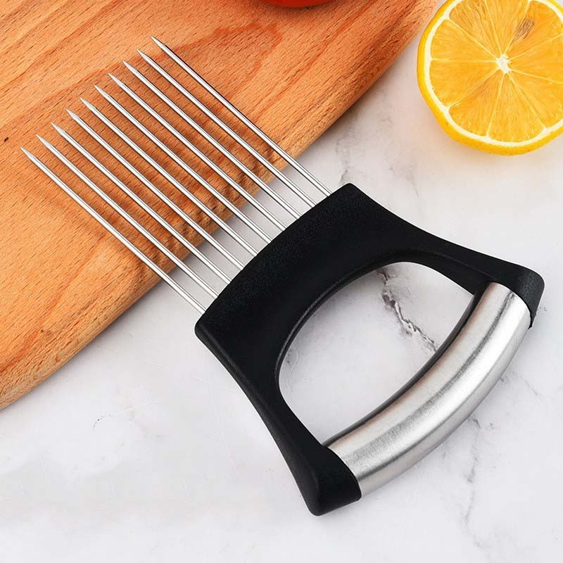 Hot Multifunction Kitchen Gadgets Stainless Steel Onion Holder Slicer Meat Tenderizer