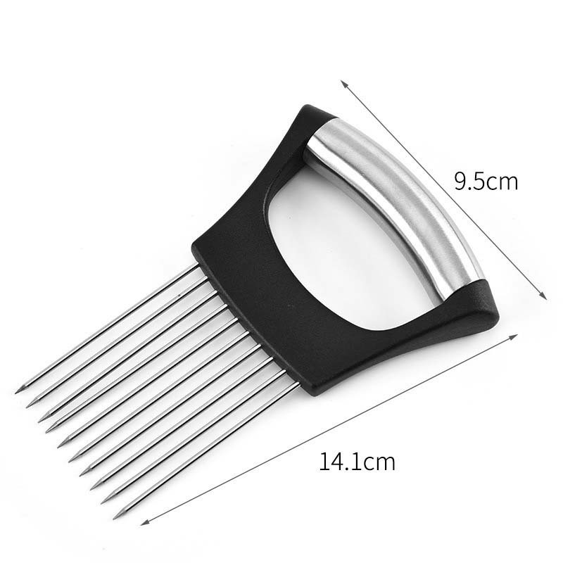 Hot Multifunction Kitchen Gadgets Stainless Steel Onion Holder Slicer Meat Tenderizer