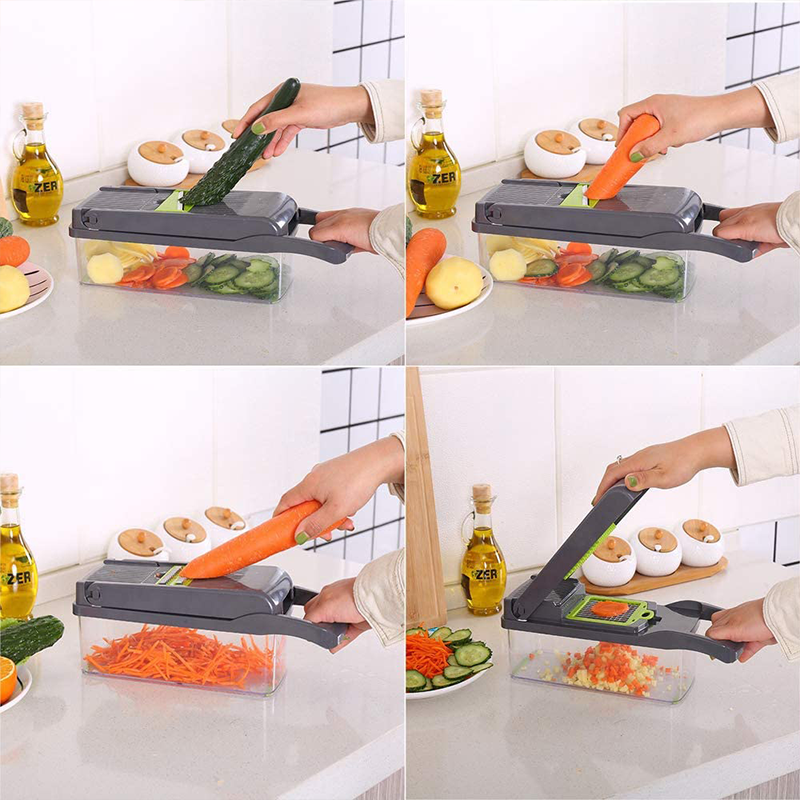 10-in-1 Veggie Chopper Vegetable Slicer, Onion Mincer Chopper, Cutter, Dicer, Egg Slicer with Container