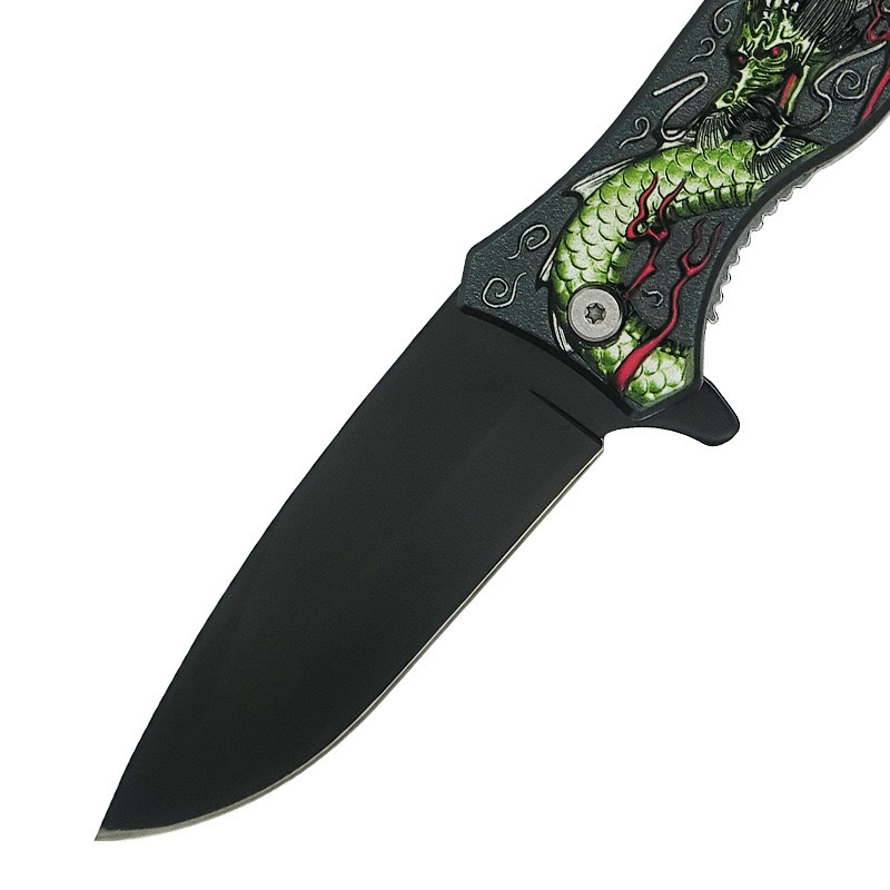 Outdoor 3D Patterned Year of the Dragon Gift Knife with Pocket for Outdoor Adventures