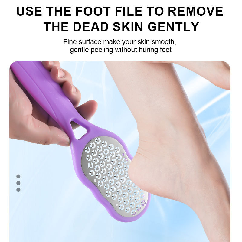 Professional pedicure feet care tools callus remover plastic handle stainless steel scrubber dead skin foot file