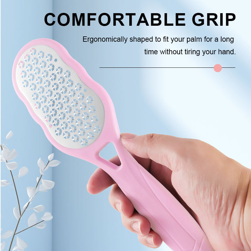 Professional pedicure feet care tools callus remover plastic handle stainless steel scrubber dead skin foot file