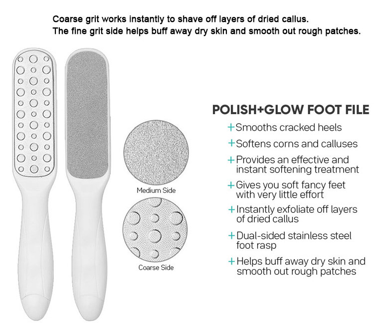 Professional Double side Stainless Steel pedicure Foot file Rasp Callus Dead Skin Remover for Wet and Dry Feet