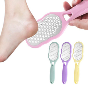 Professional pedicure feet care tools callus remover plastic handle stainless steel scrubber dead skin foot file