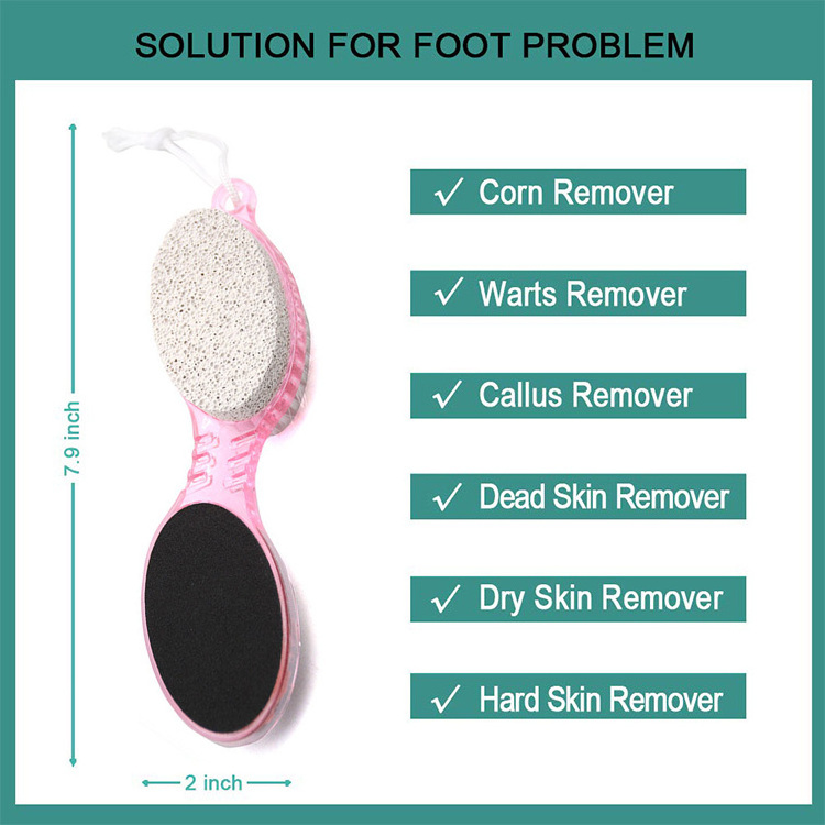 Exfoliating Dead Skin Remover Plastic Feet Brush with Natural Boar Bristle and Pumice Stone Foot