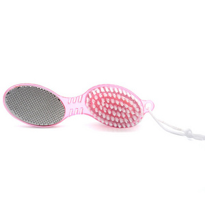 Exfoliating Dead Skin Remover Plastic Feet Brush with Natural Boar Bristle and Pumice Stone Foot