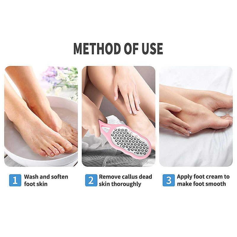 Professional pedicure feet care tools callus remover plastic handle stainless steel scrubber dead skin foot file