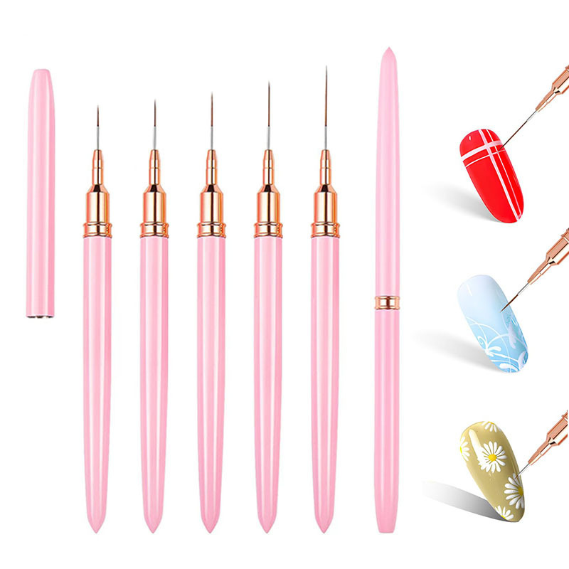 Custom Gel Striping Nail Art Liner Brushes Set Delicate Color Painting Dotting Drawing Tool Brush For Manicure Salon