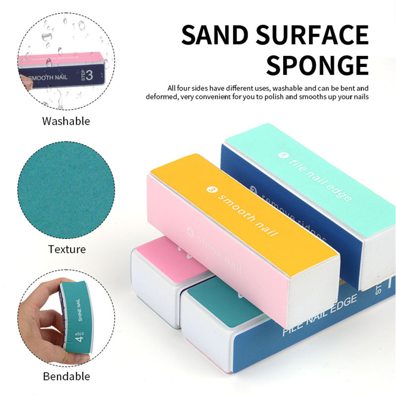 Custom private label small double sides sponge nail file square shape block finger foot matte sanding shiner mini nail buffer