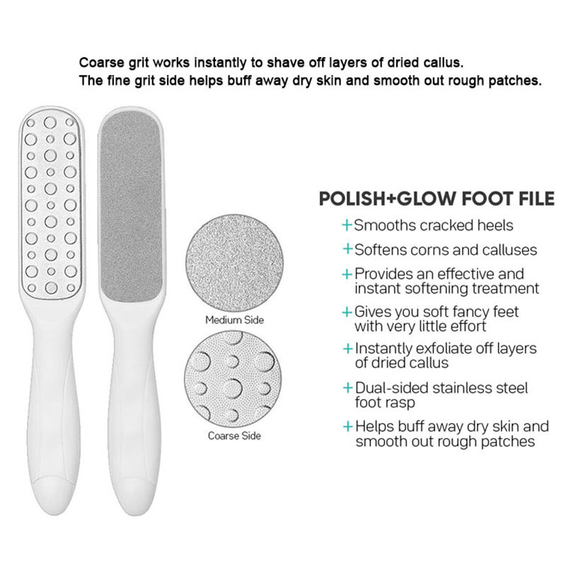 Professional Double side Stainless Steel pedicure Foot file Rasp Callus Dead Skin Remover for Wet and Dry Feet