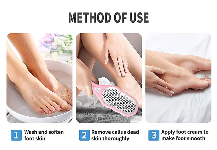 Professional pedicure feet care tools callus remover plastic handle stainless steel scrubber dead skin foot file