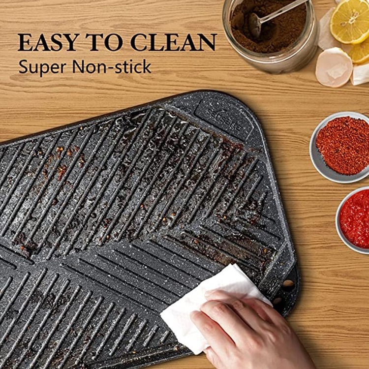 Camping Bbq Nonstick Griddle Grill Pan Pro-Grid Reversible Two Burner Cast Iron Aluminum Griddle Portable Griddles & Grill Pans