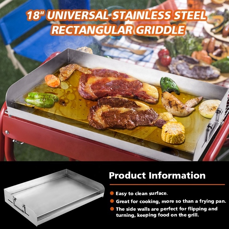 Outdoor Barbecue stainless steel Griddles & Grill Pan Barbecue Stove Top Food Pans Bbq Frying Nonstick Bbq Fried Griddle Pan