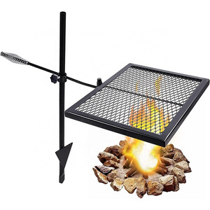 Multifunction Fire Pit Grill Rotary Charcoal Rotating Bbq Rotisserie Grill With Layers Cooking Grid