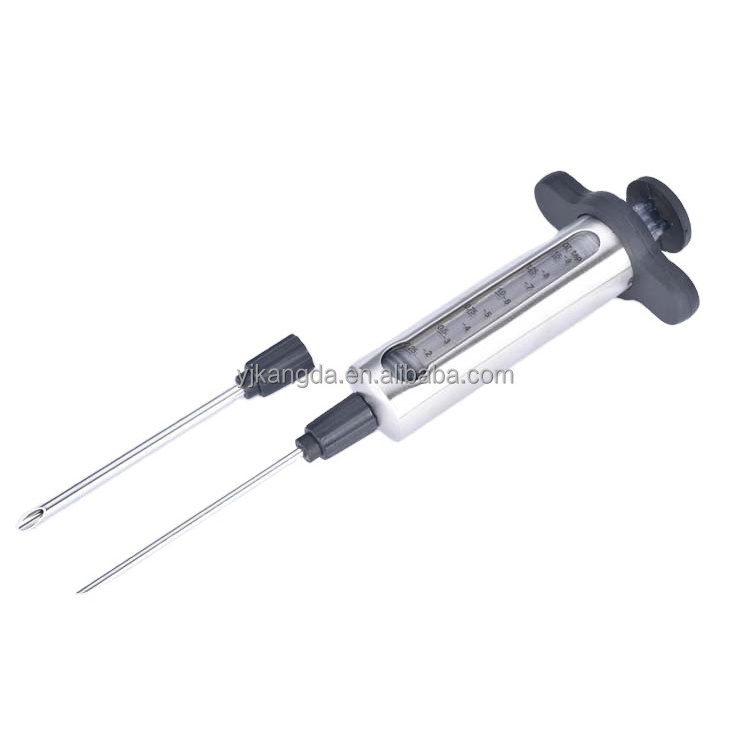 Plastic food grade 2 marinade syringe meat injector kit needle with screw black syringe complete set for barbecue grill Reusable